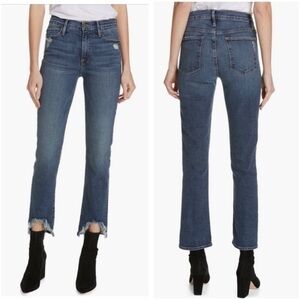 Frame Denim Blue Rue Le High Straight Leg
Chewed Hem Ankle Jeans Size 31